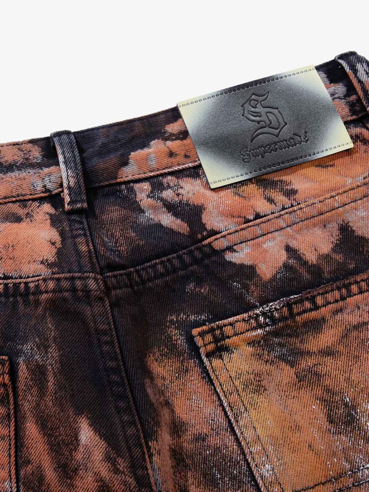 Graffiti Painted Cargo Denim Jeans - Image 8