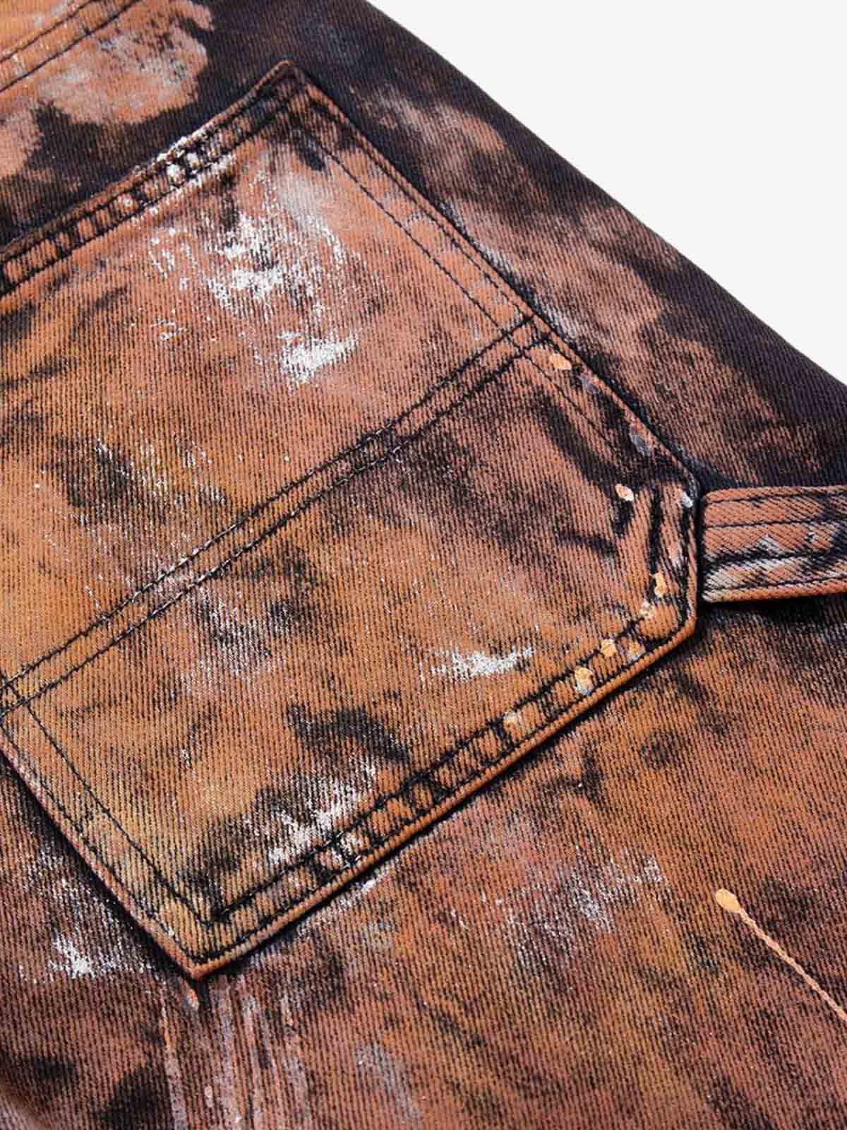 Graffiti Painted Cargo Denim Jeans - Image 9