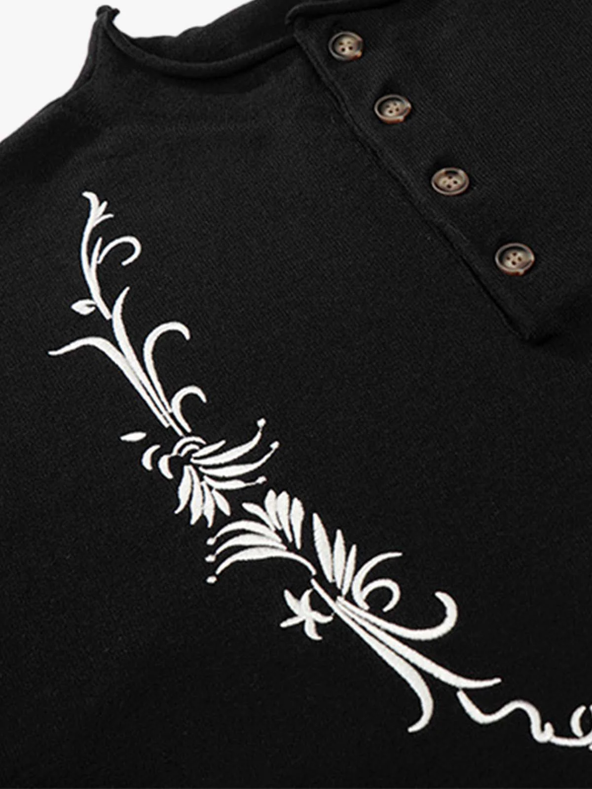 Graphic Floral Knit Henley T-Shirt - Image 9