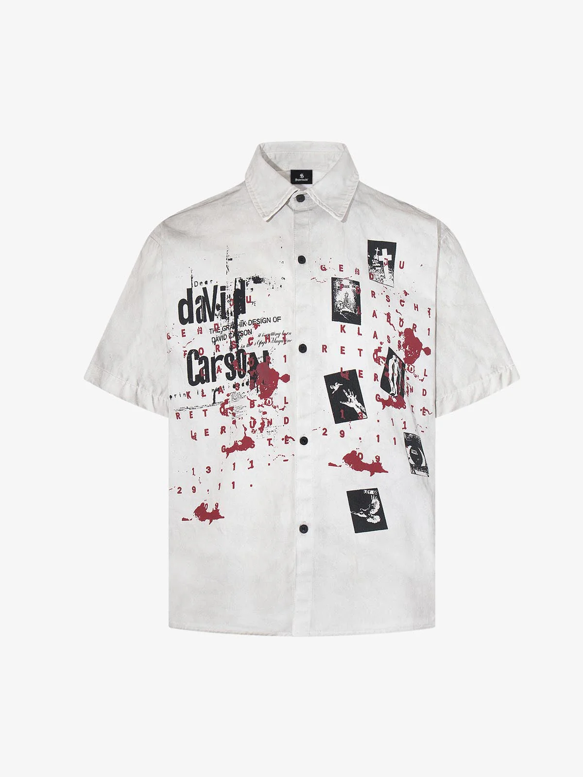 Graphic Patchwork Paint Splatter Shirt
