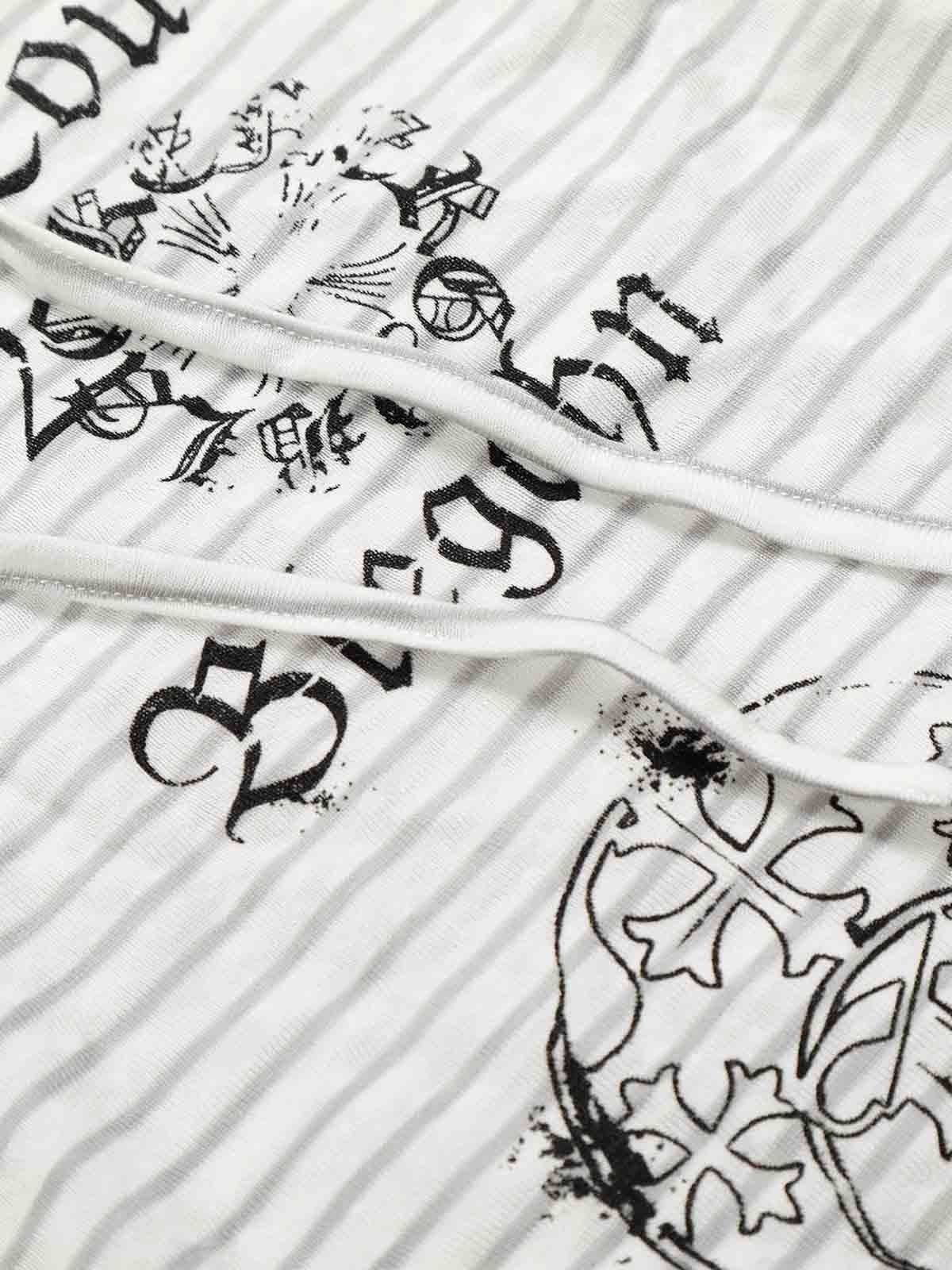 Graphic Print and V-Neck Striped Long Sleeve Hooded T-Shirt - Image 10