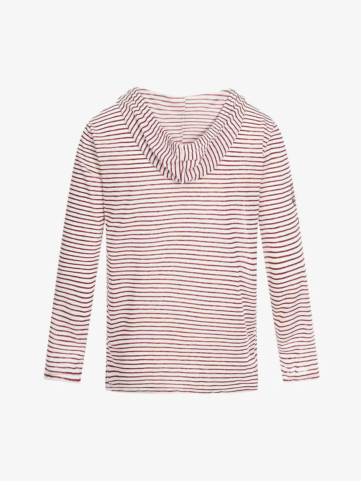 Graphic Print and V-Neck Striped Long Sleeve Hooded T-Shirt - Image 8