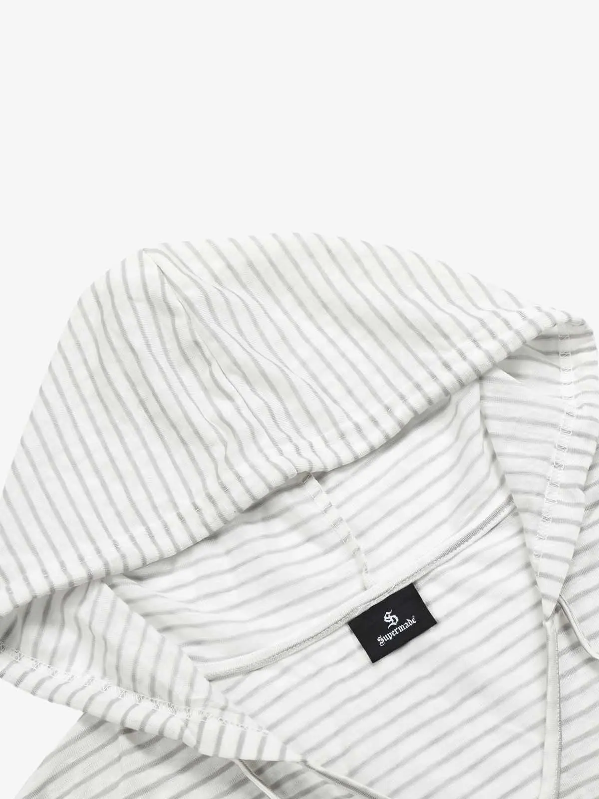 Graphic Print and V-Neck Striped Long Sleeve Hooded T-Shirt - Image 9