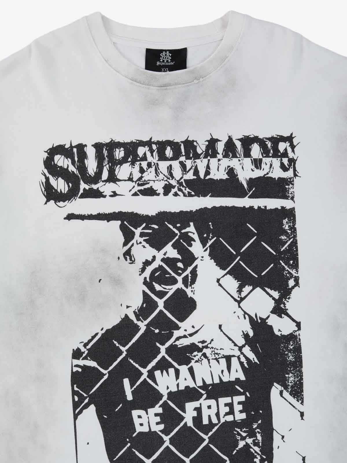 Grunge Graphic Distressed Cage Striped Long-Sleeve T-Shirt - Image 6