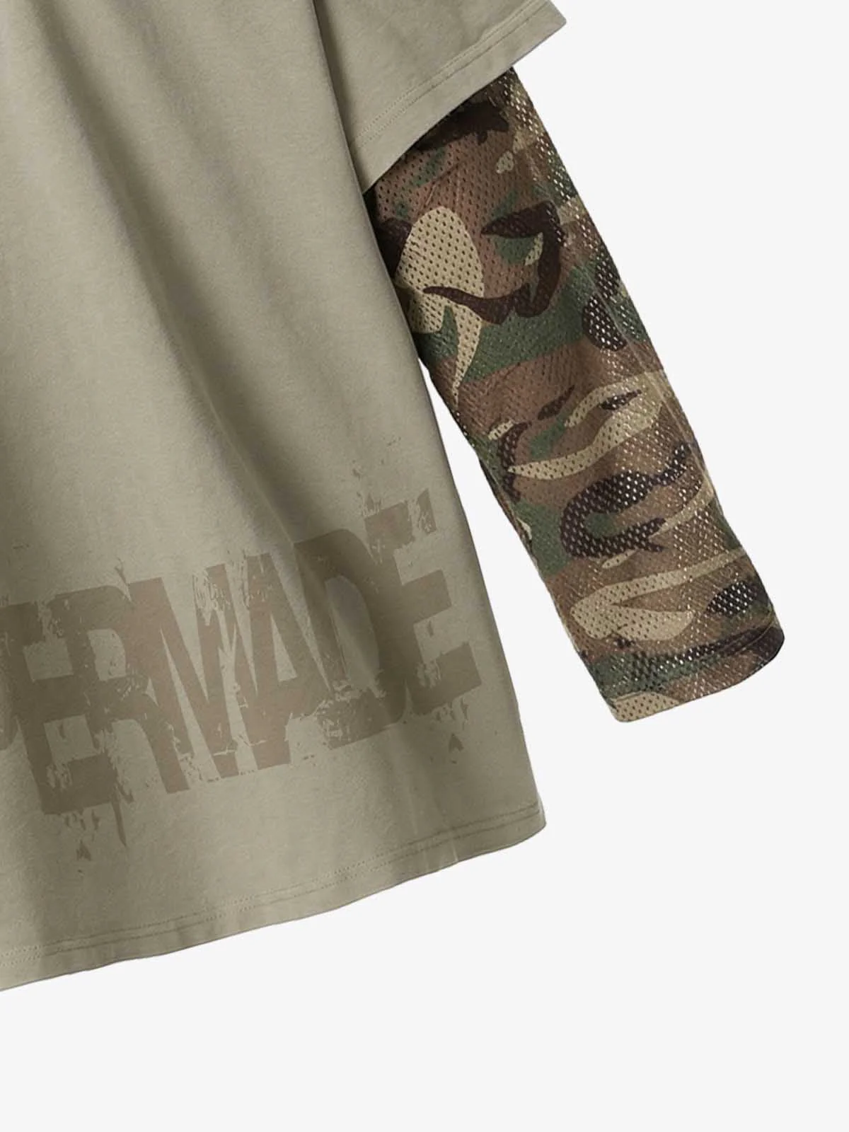Grunge Graphic Fake Layer Camo Sleeve T-Shirt - Image 11
