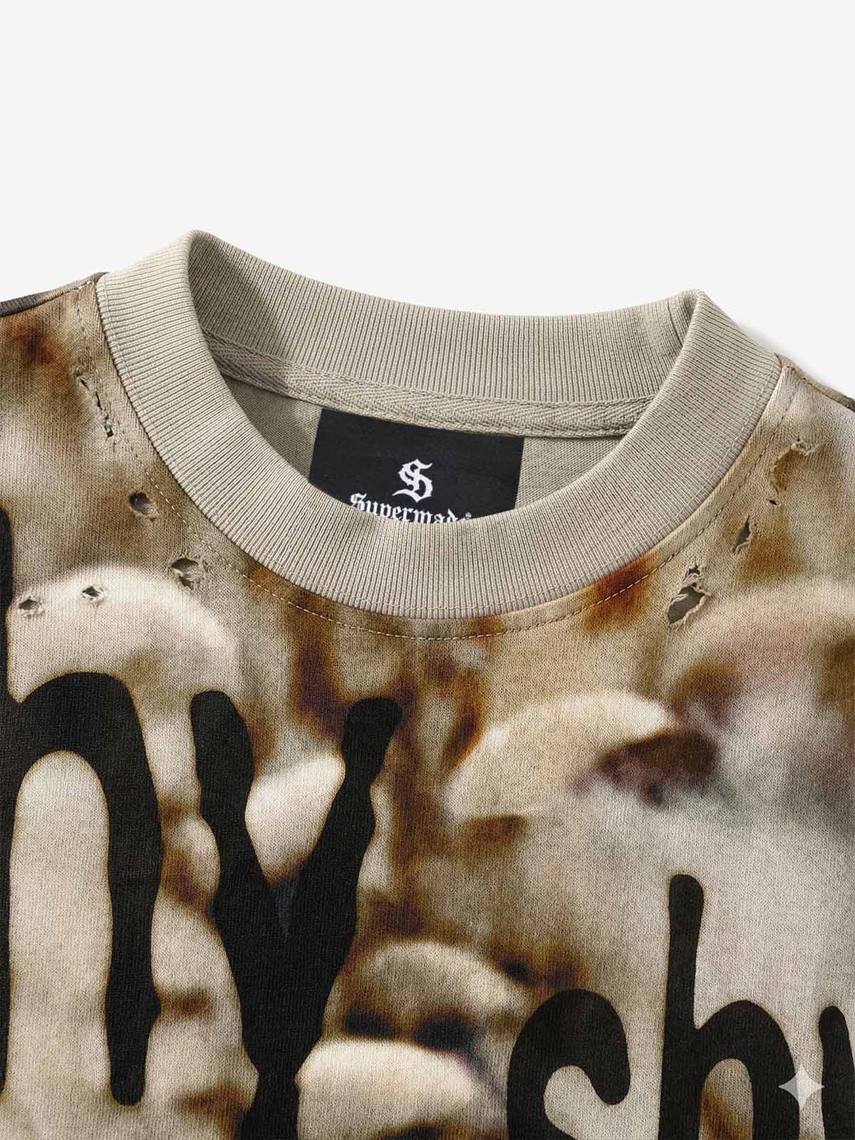 Grunge Graphic Fake Layer Camo Sleeve T-Shirt - Image 7