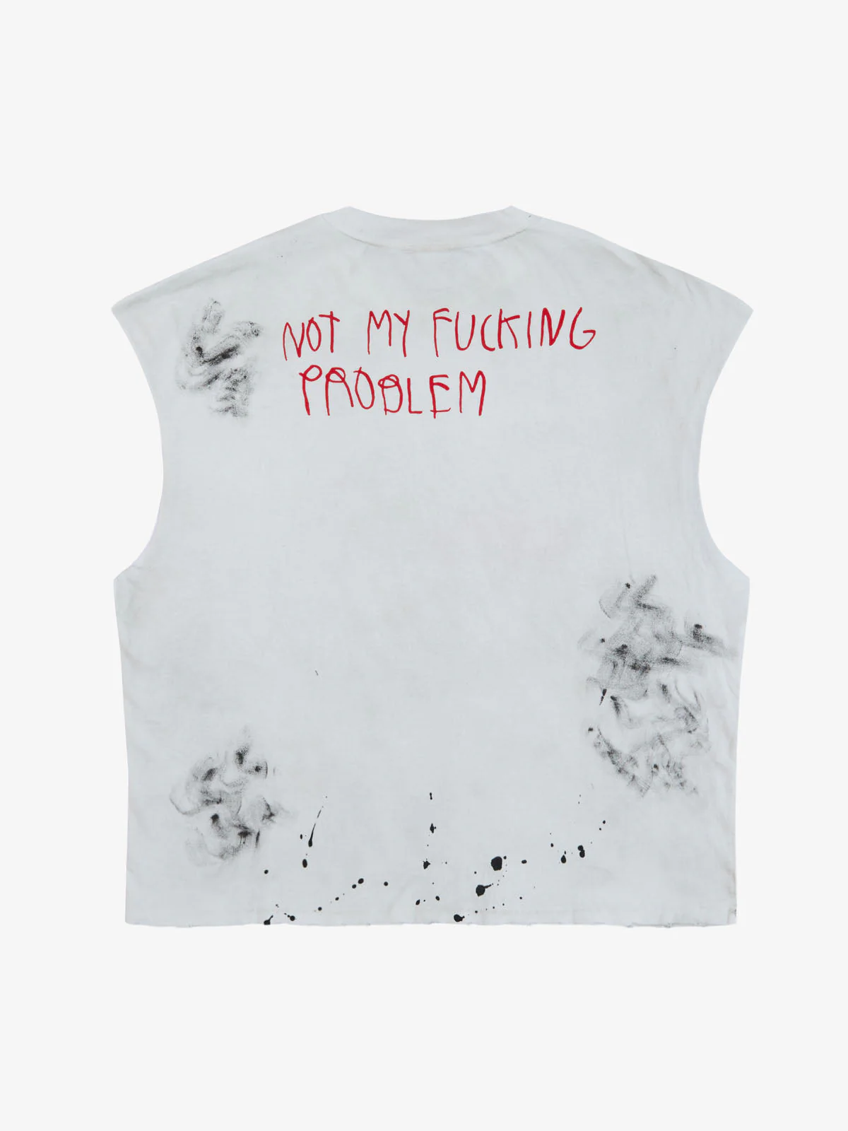 Grunge Slogan Print Distressed Raw Hem Sleeveless T-Shirt - 2612 - Image 8