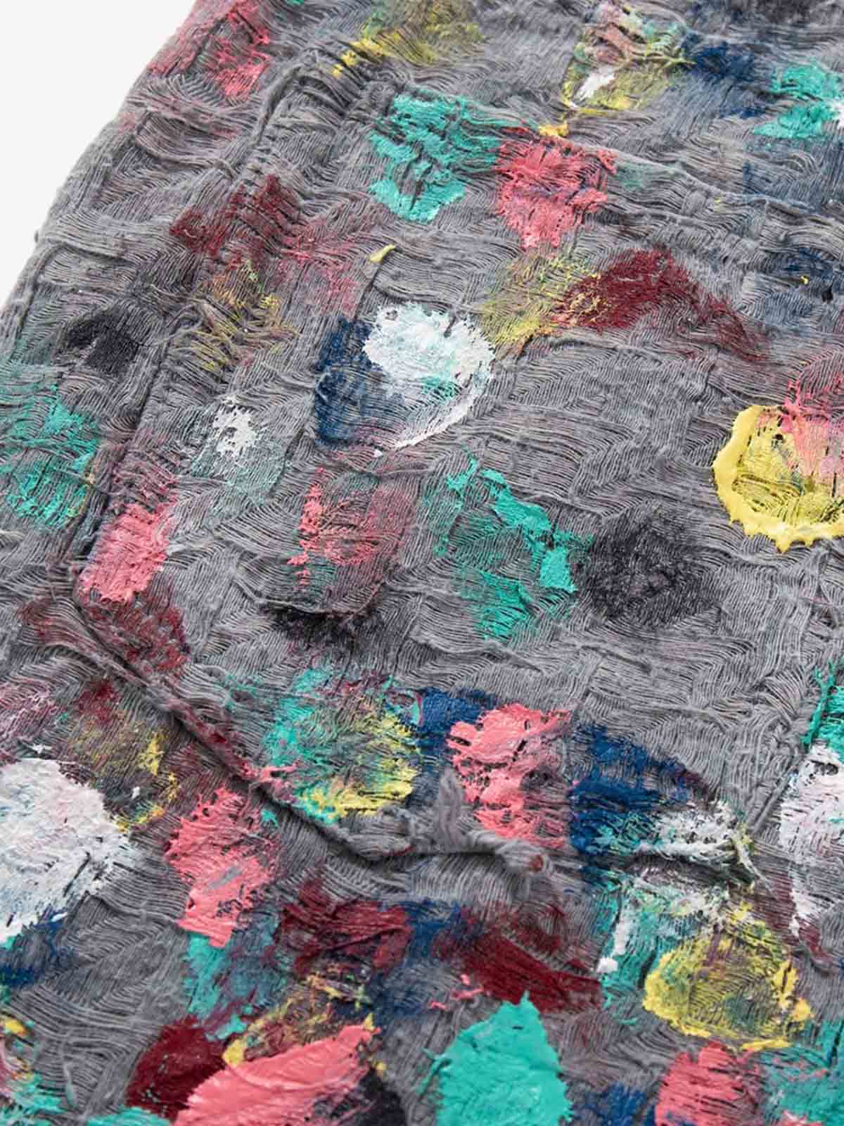 Hand-Painted Frayed Wide Leg Jeans - Image 10