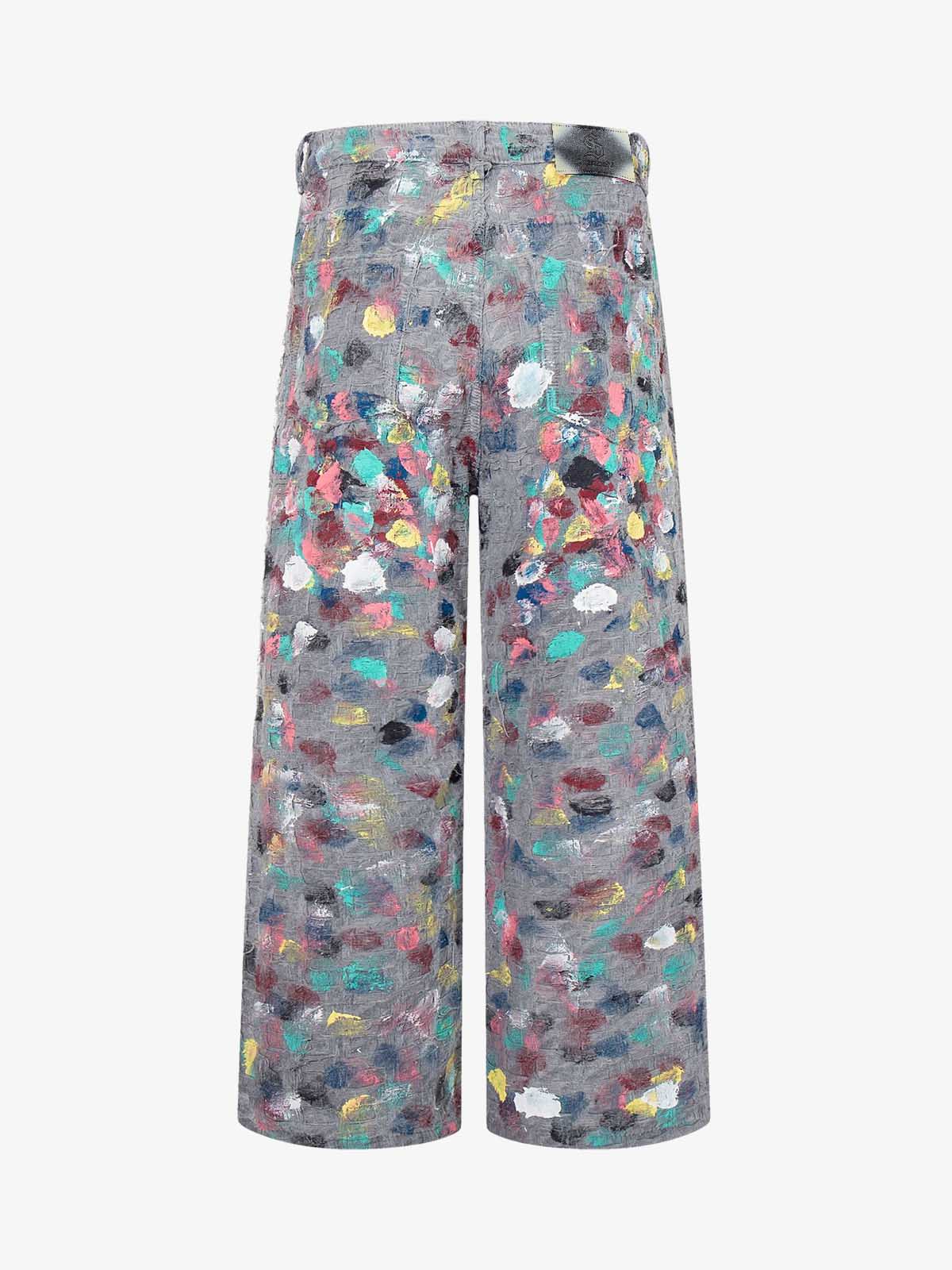 Hand-Painted Frayed Wide Leg Jeans - Image 4