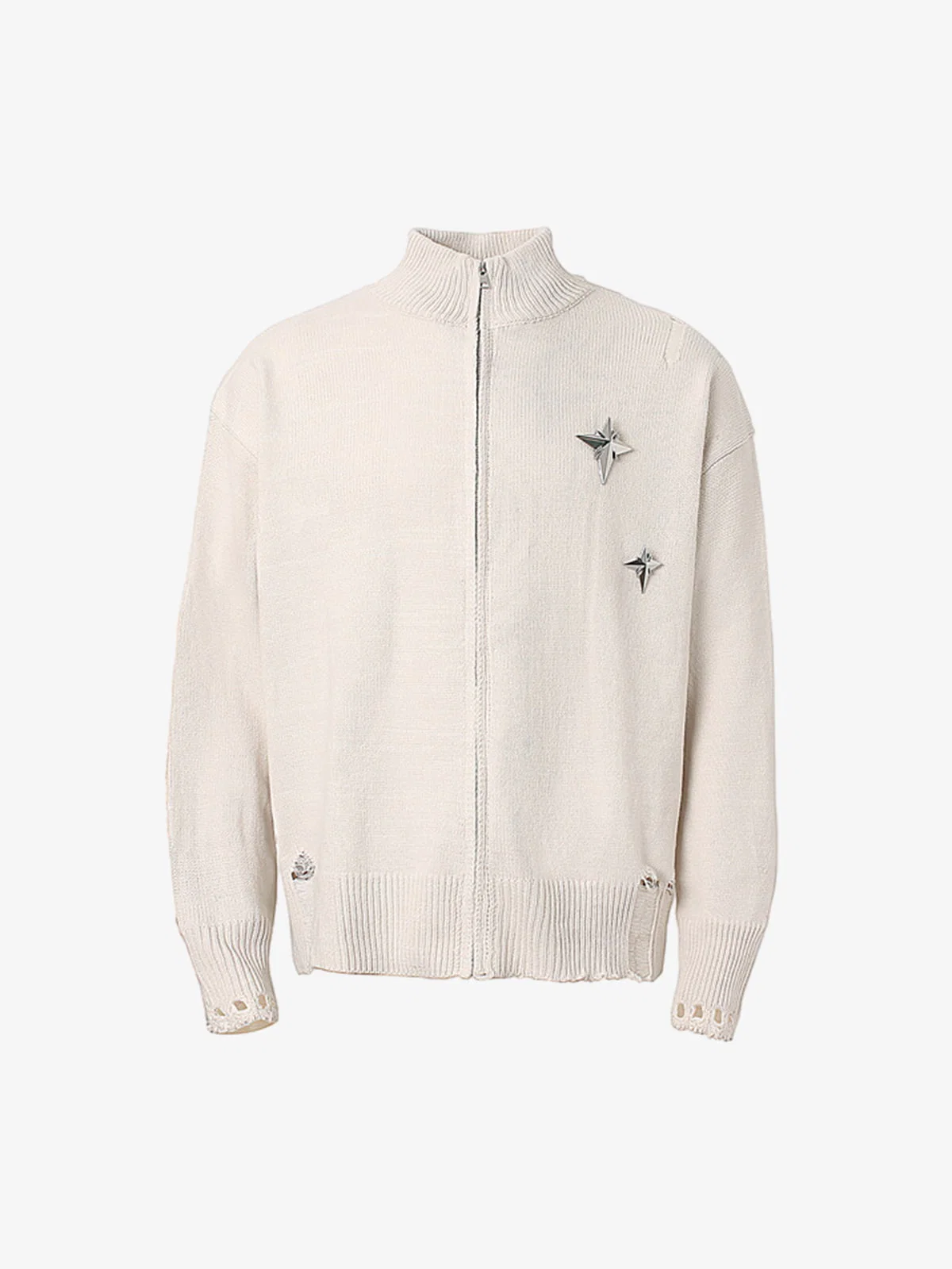 Heavy Cut Turtleneck Cardigan Zipper Sweater