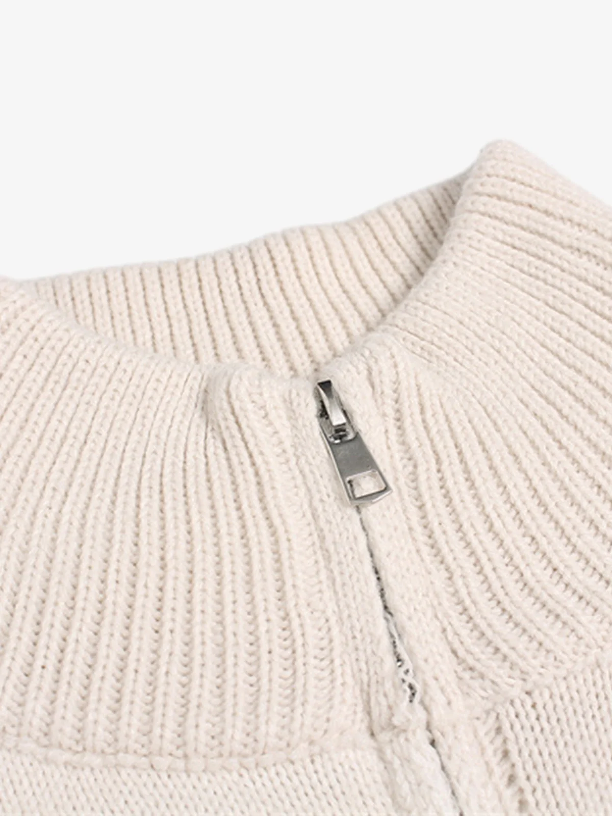 Heavy Cut Turtleneck Cardigan Zipper Sweater - Image 3