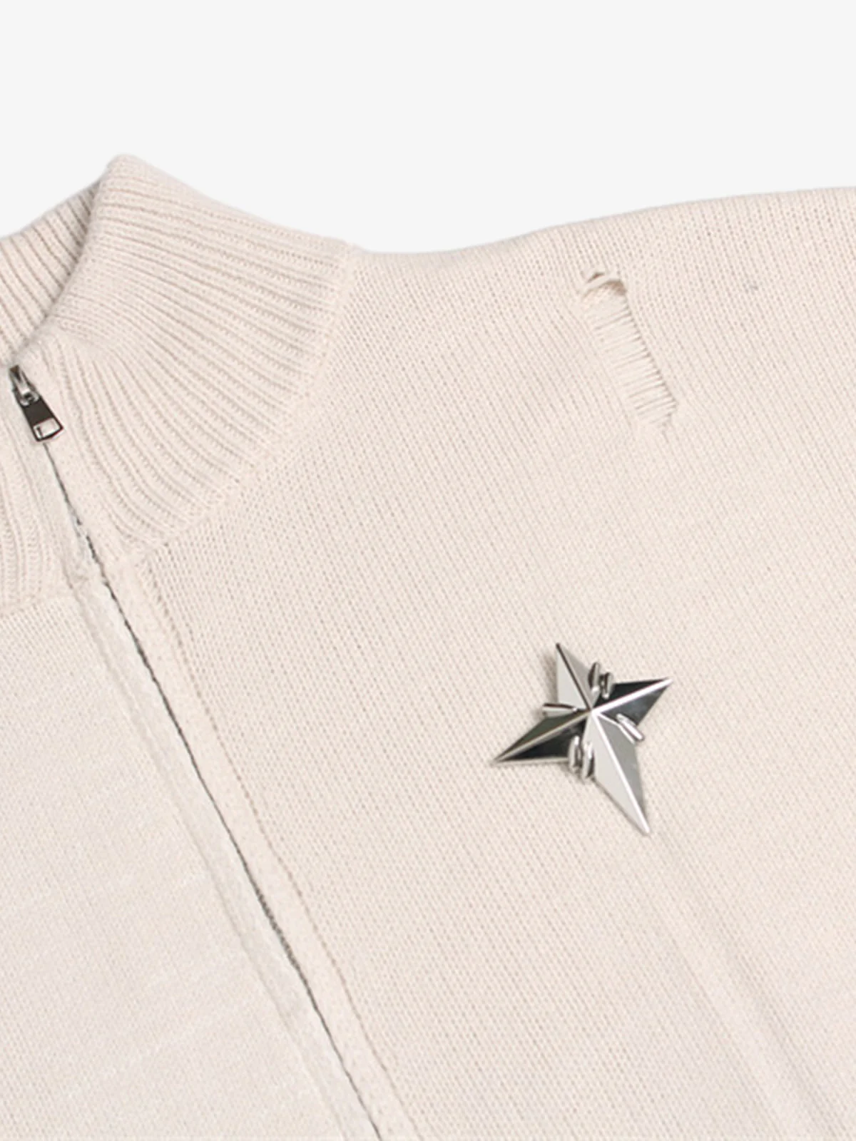 Heavy Cut Turtleneck Cardigan Zipper Sweater - Image 4