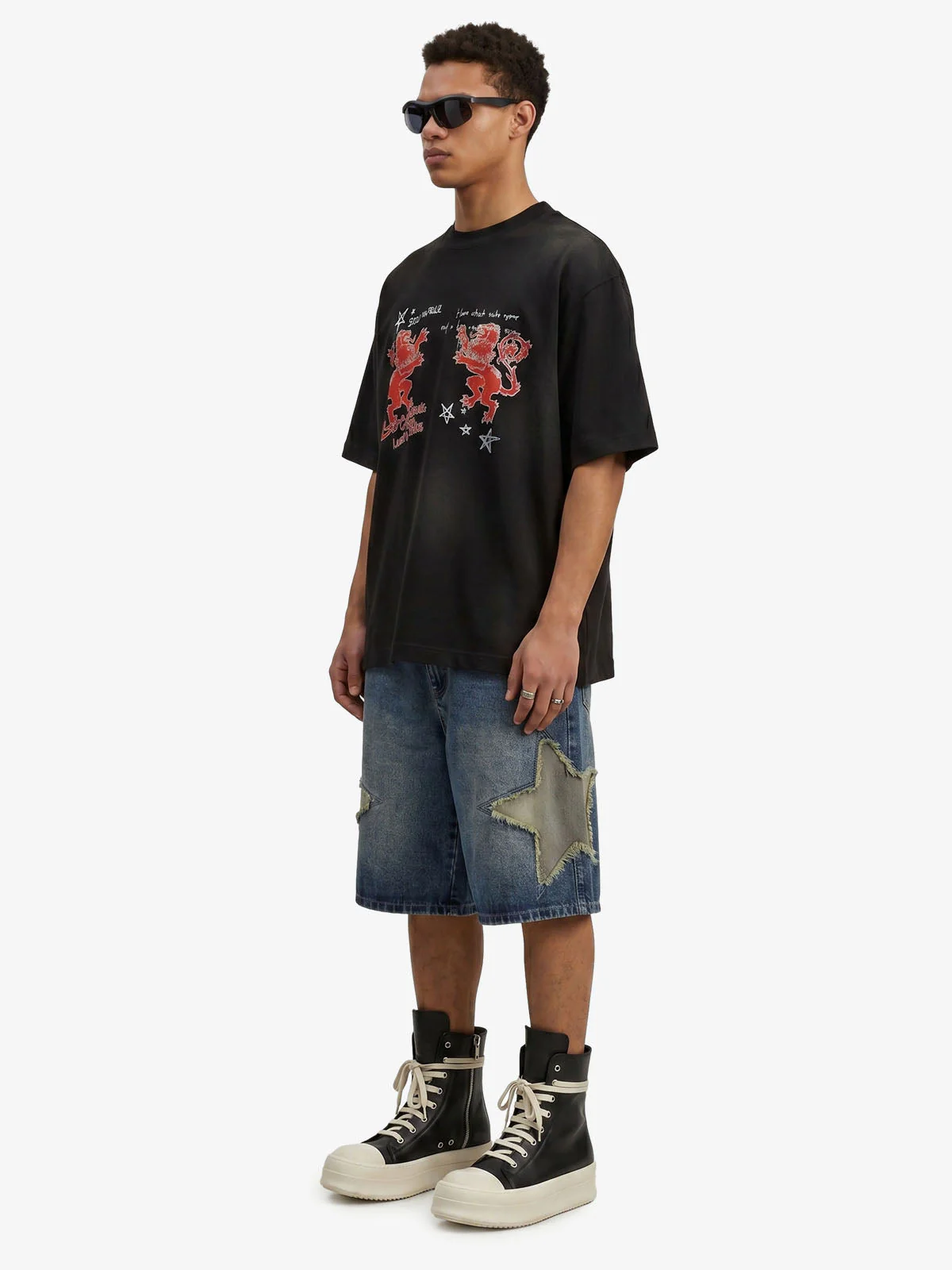 Heraldic Lion Acid-Wash Jersey T-Shirt - Image 5