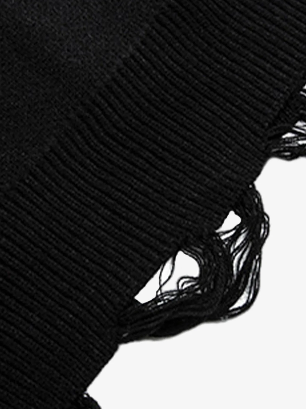 High Street Letter Jacquard Ripped Tassel Sweater - Image 5