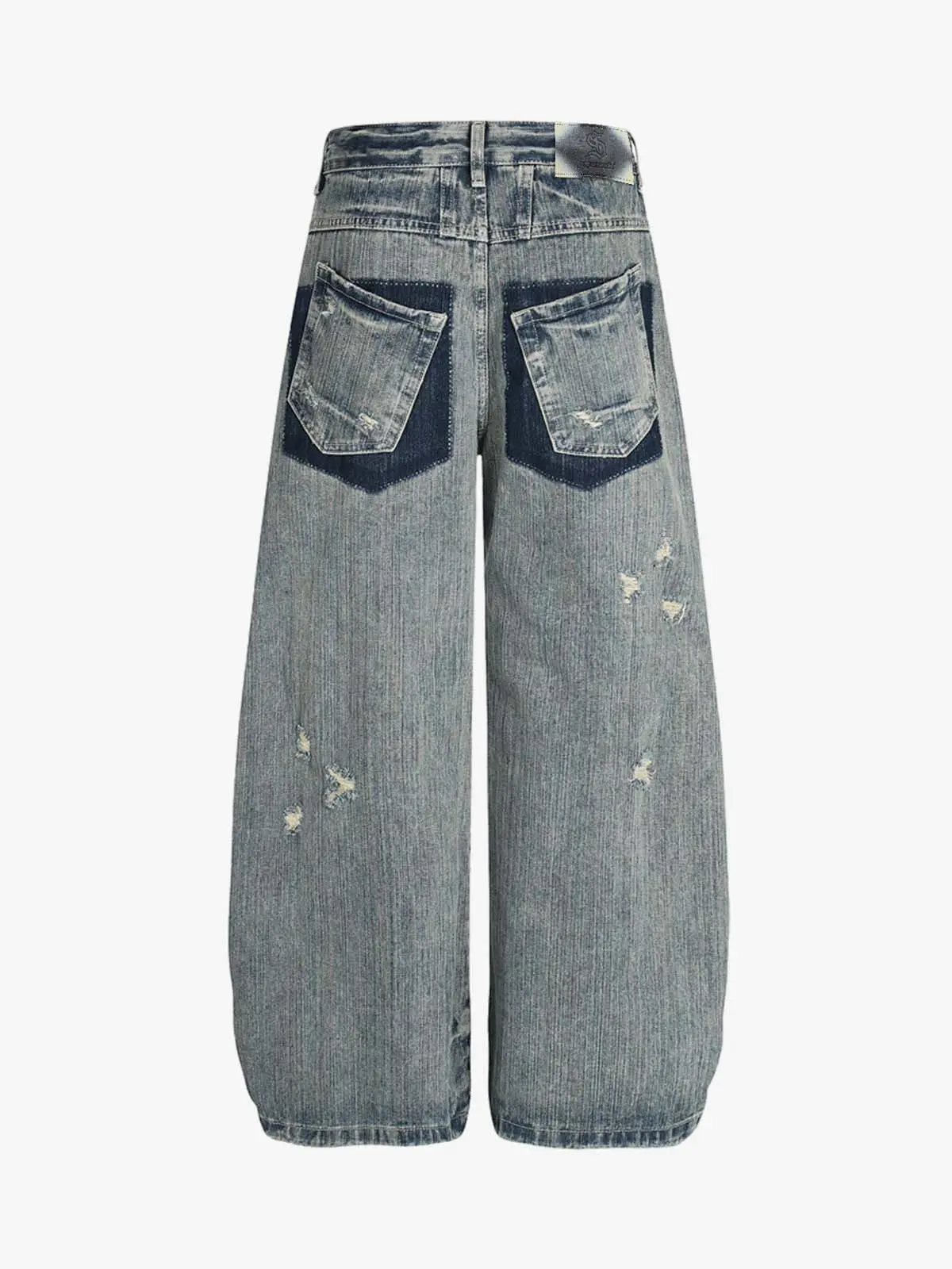 High Waist Distressed Barrel Denim Jeans - Image 2