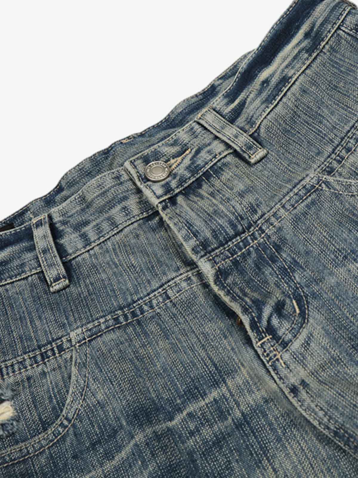 High Waist Distressed Barrel Denim Jeans - Image 5