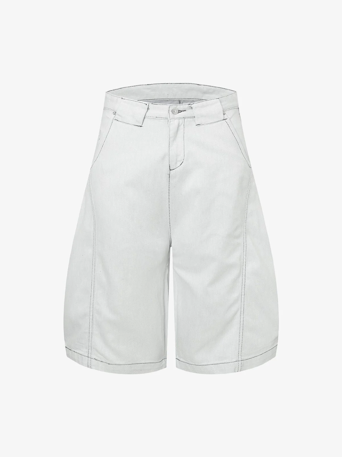 Deconstructed Split Contrast Stitching Scimitar Jorts - Image 5
