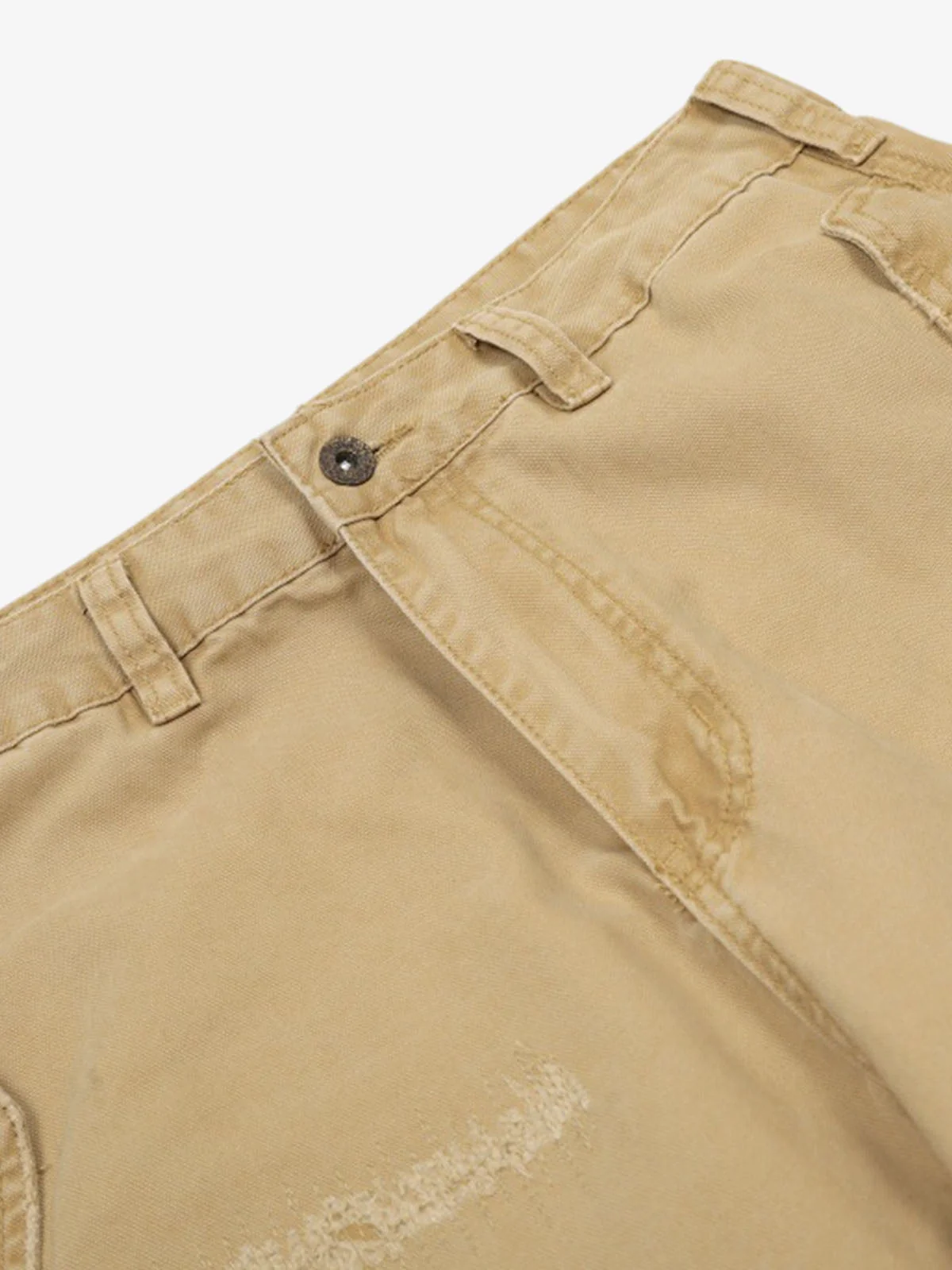 Cotton Hole Patch Pleated Multi-Pocket Cargo Casual Pants - Image 10