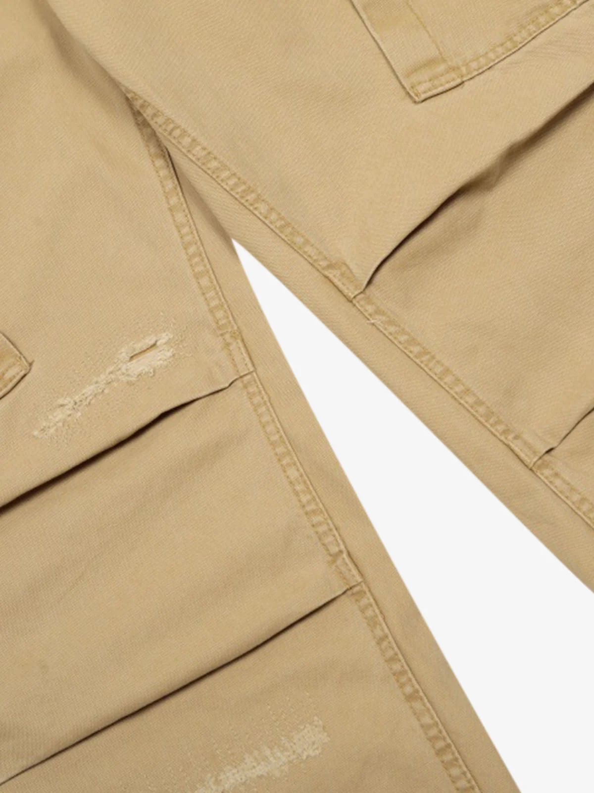 Cotton Hole Patch Pleated Multi-Pocket Cargo Casual Pants - Image 12