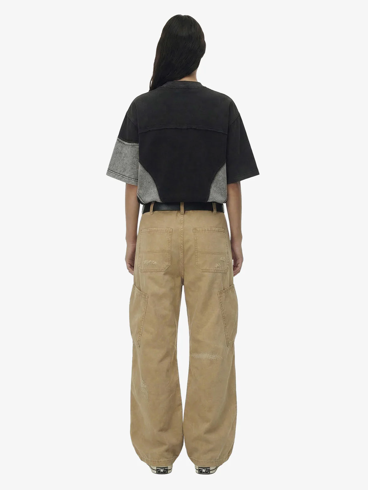 Cotton Hole Patch Pleated Multi-Pocket Cargo Casual Pants - Image 7