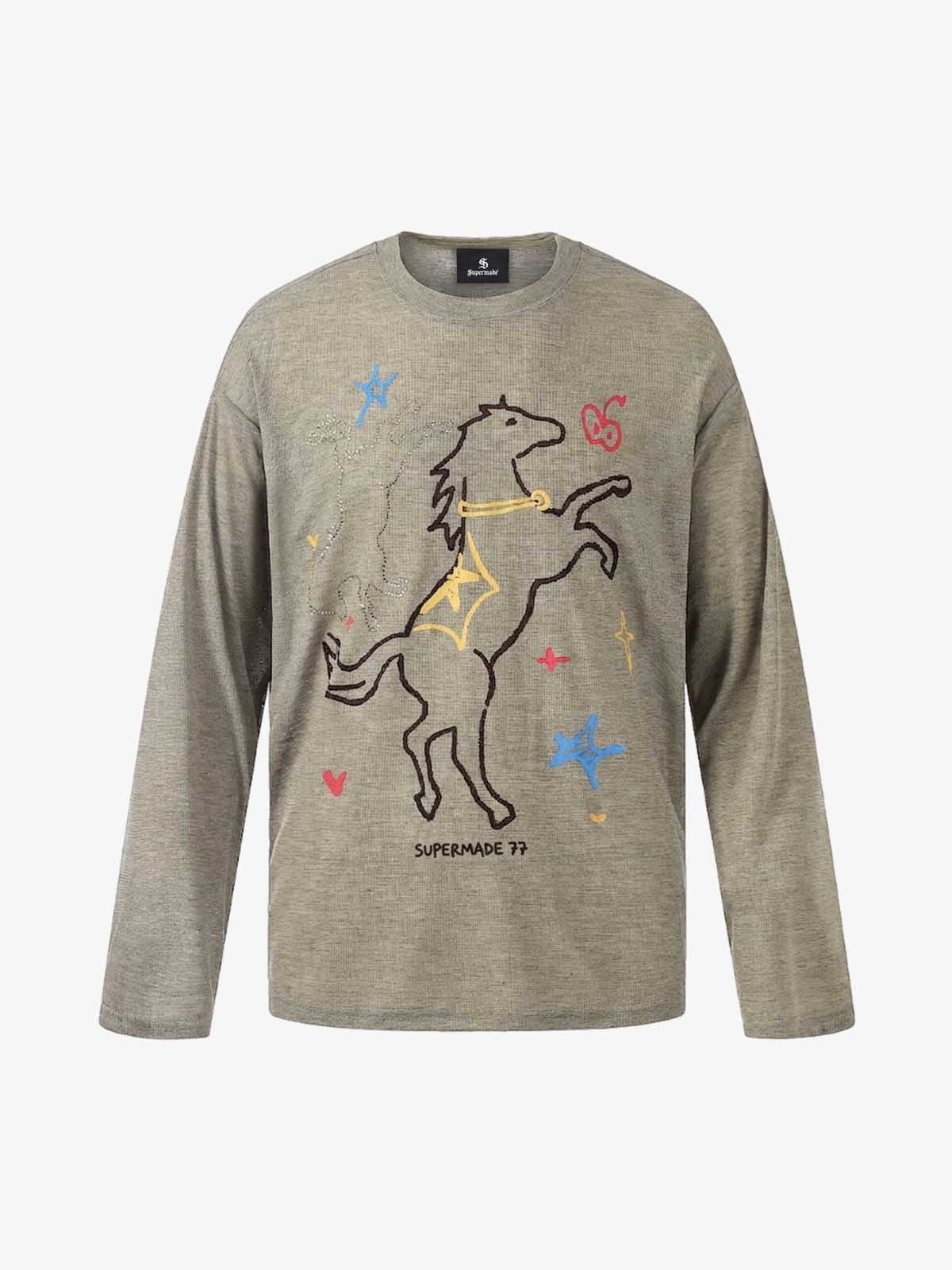 Horse Graphic Long Sleeve T-Shirt - Image 2