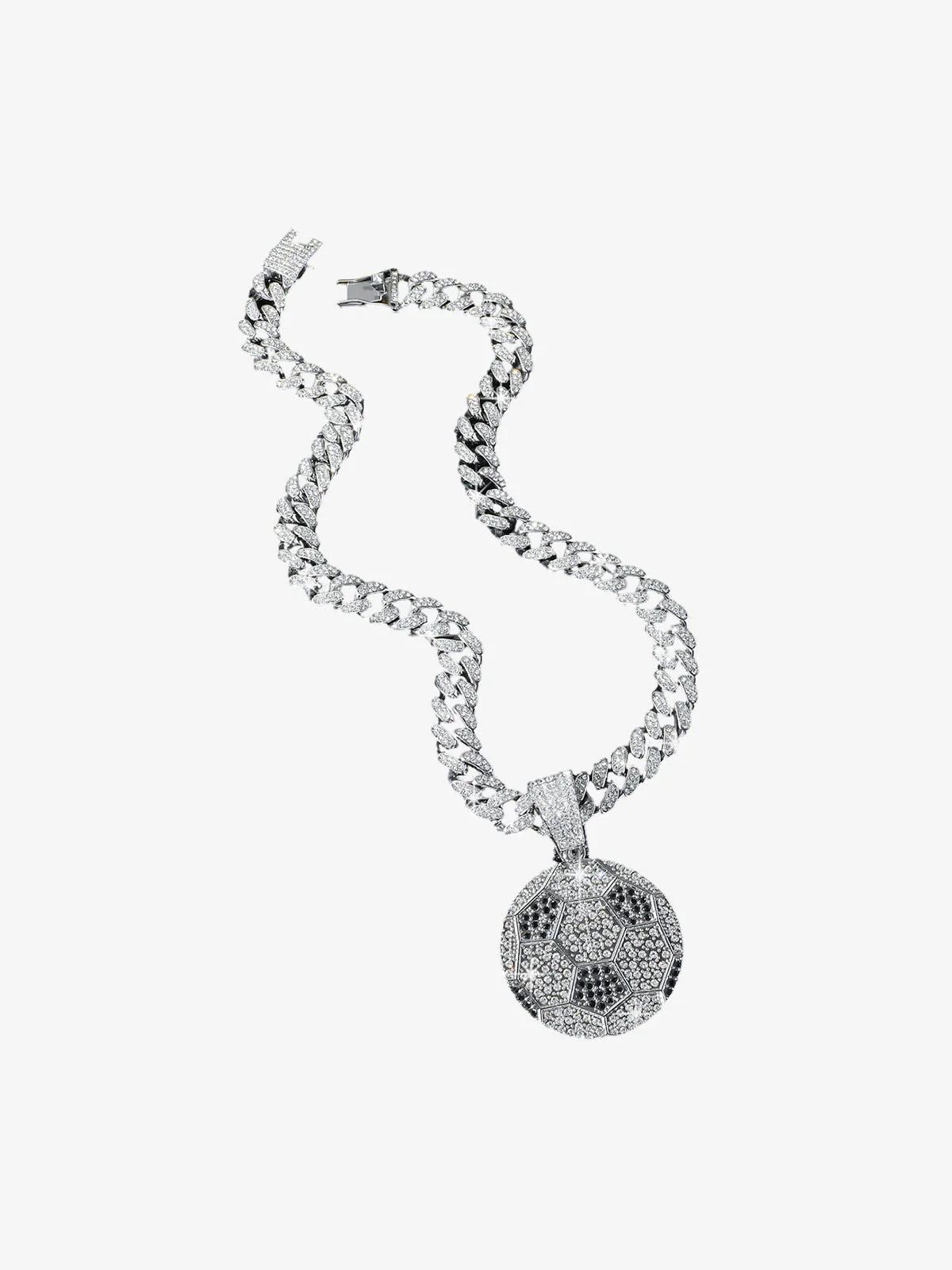 Iced Soccer Ball Pendant Chain Necklace - Image 2