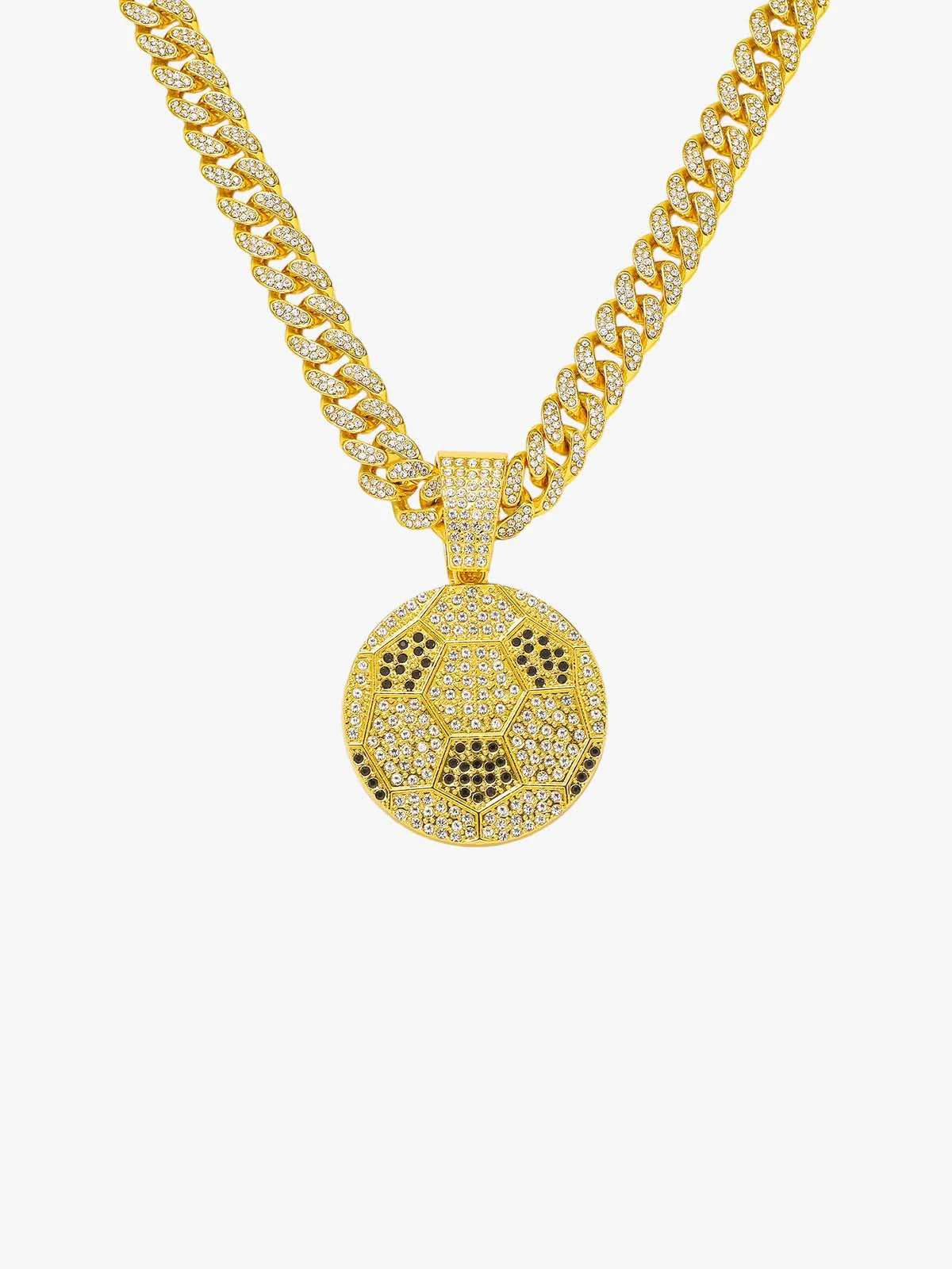 Iced Soccer Ball Pendant Chain Necklace - Image 3