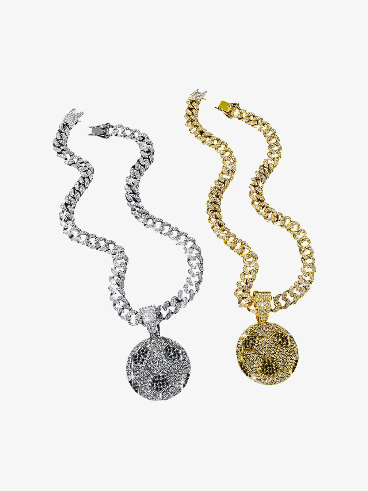 Iced Soccer Ball Pendant Chain Necklace - Image 4