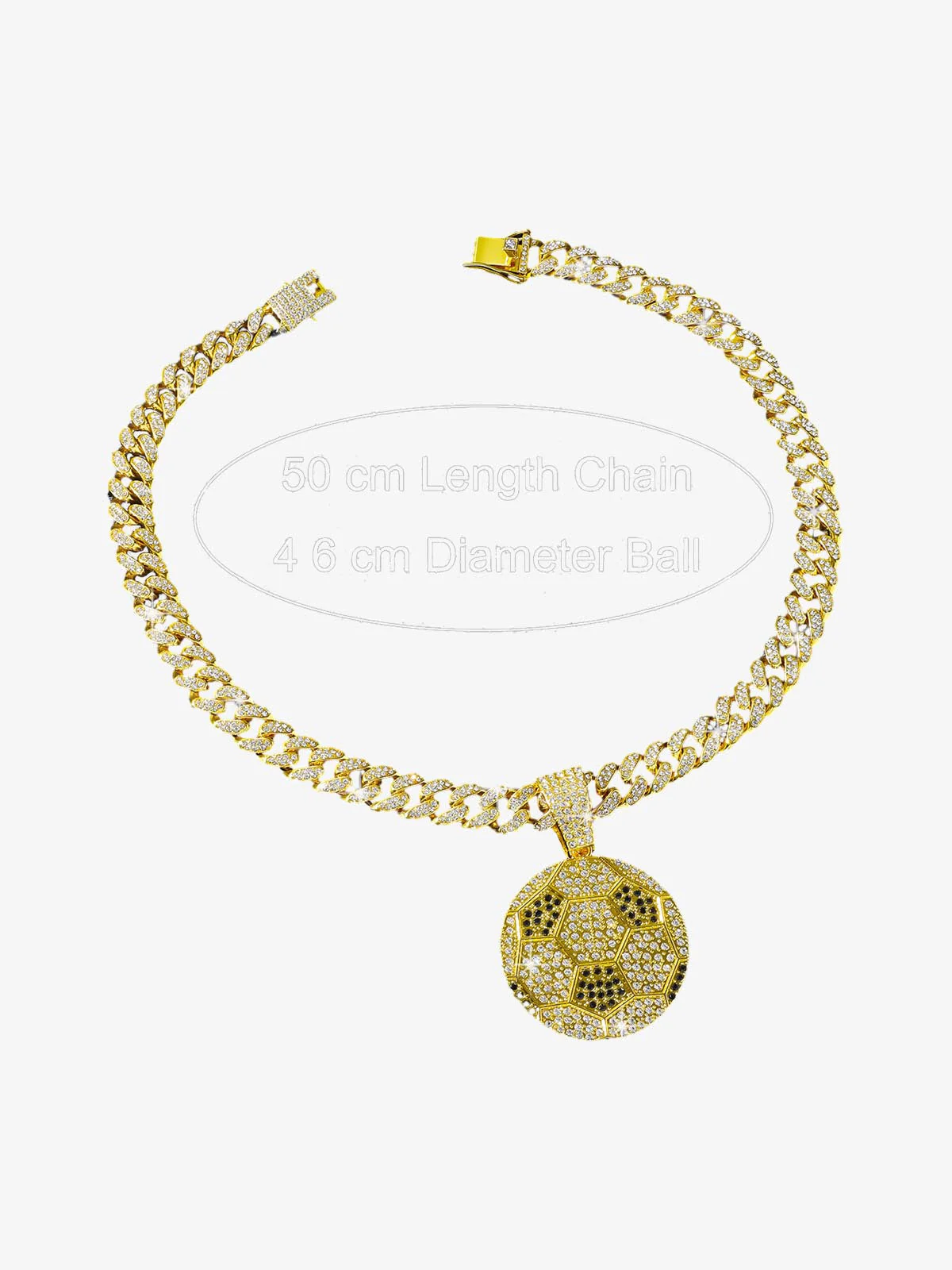 Iced Soccer Ball Pendant Chain Necklace - Image 5