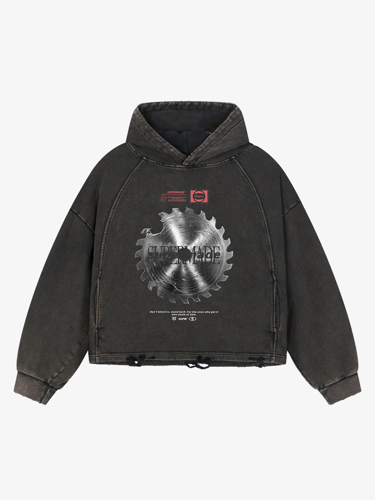 Industrial Saw Blade Graphic Cropped Hoodie - Image 7