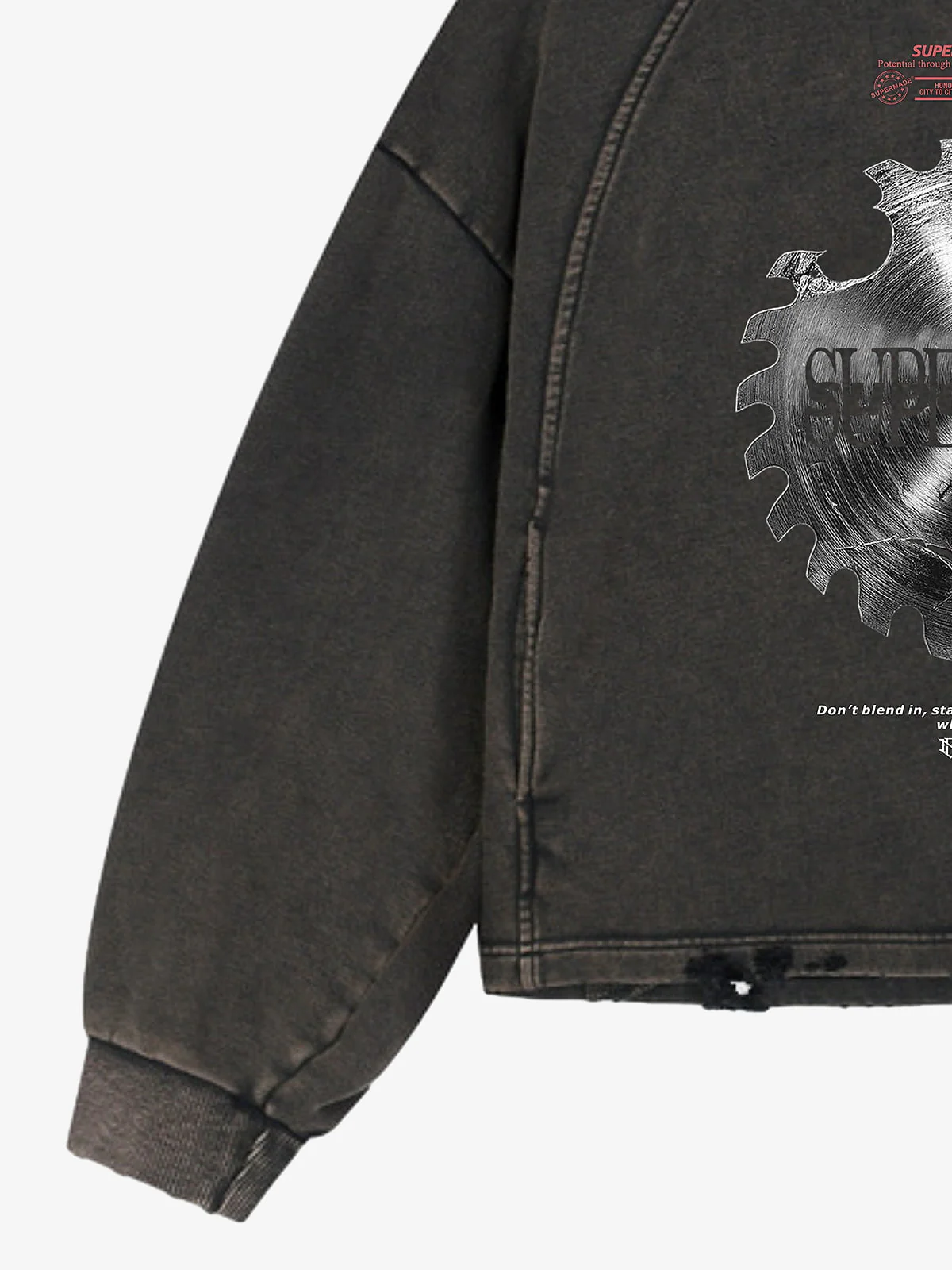 Industrial Saw Blade Graphic Cropped Hoodie - Image 8