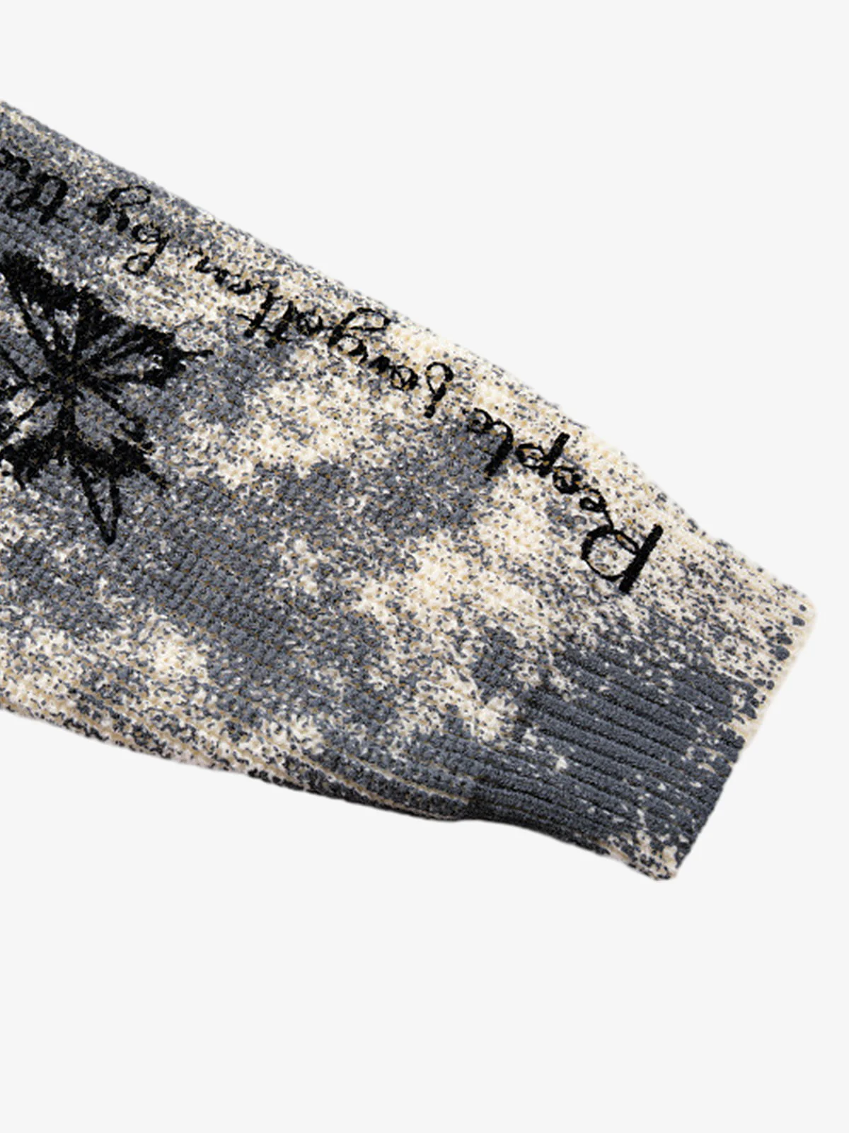 Ink-Splashed Butterfly Jacquard Zip Knit Sweater - Image 9