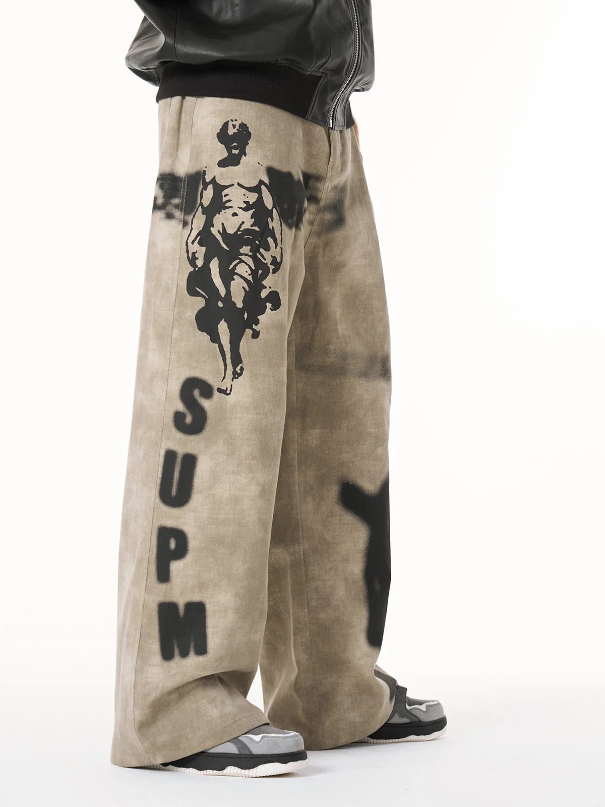 Original Large Cross Angel Print Distressed Jeans - 2552 - Image 2