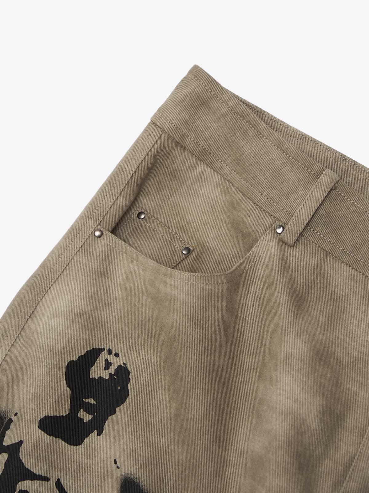 Original Large Cross Angel Print Distressed Jeans - 2552 - Image 9
