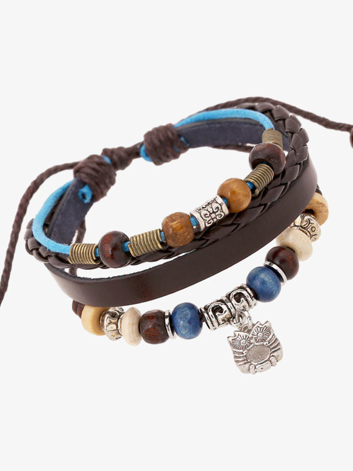 Layered Beaded Leather Bracelet - Image 2