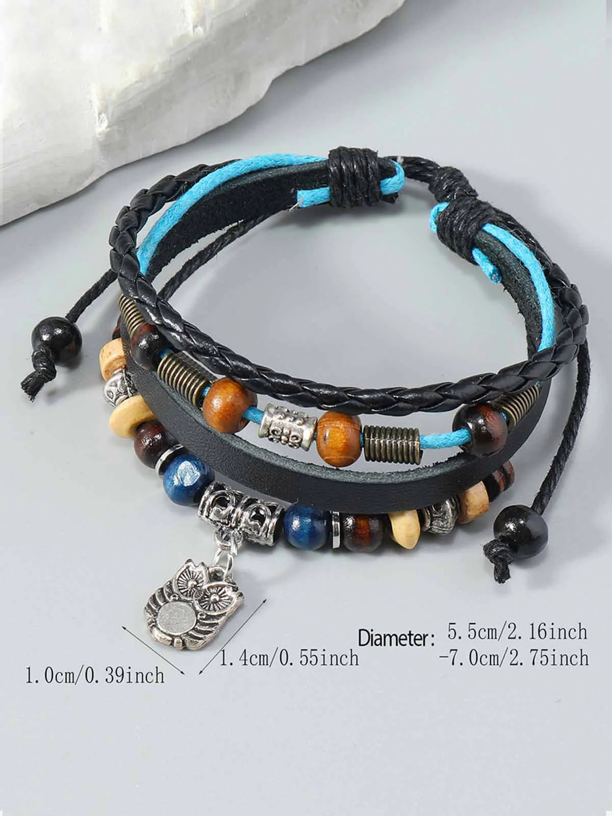 Layered Beaded Leather Bracelet - Image 4