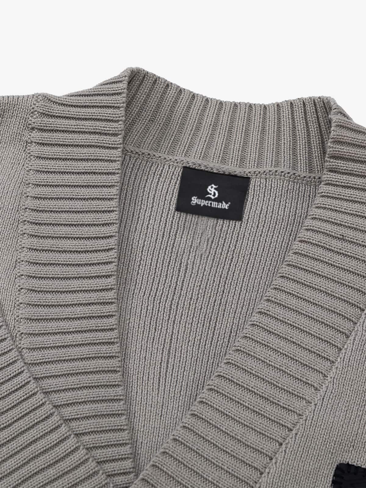 Layered Double V-Neck Ribbed Knit Cardigan - Image 5