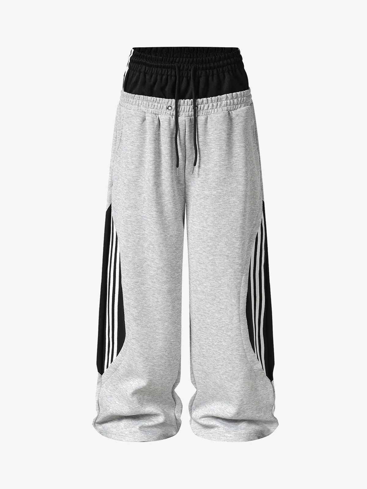 Layered Double-Waistband Wide-Leg Sweatpants - Image 2