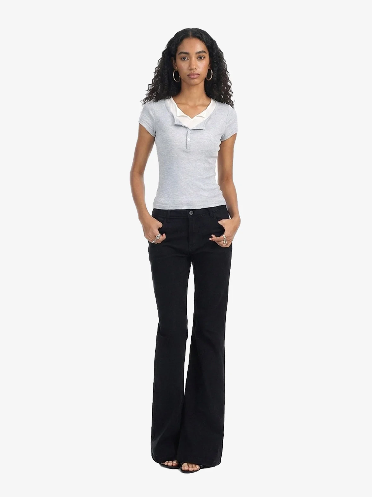 Layered Look Henley Slim Fit Short Sleeve T-Shirt - Image 4
