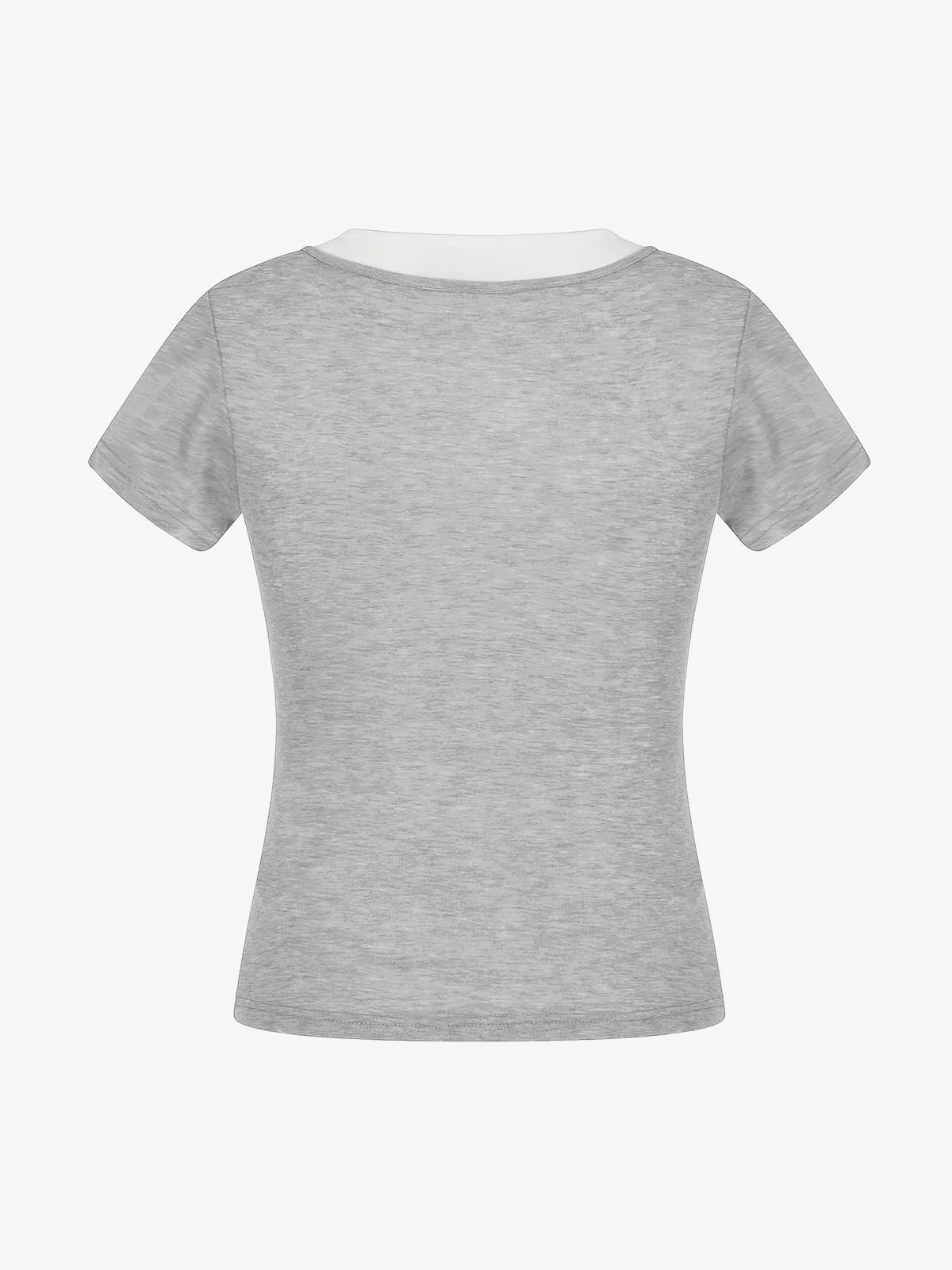 Layered Look Henley Slim Fit Short Sleeve T-Shirt - Image 8