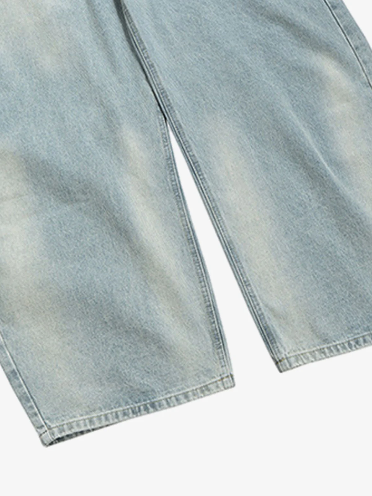 Layered Waist Vintage Washed Wide Leg Jeans - Image 7