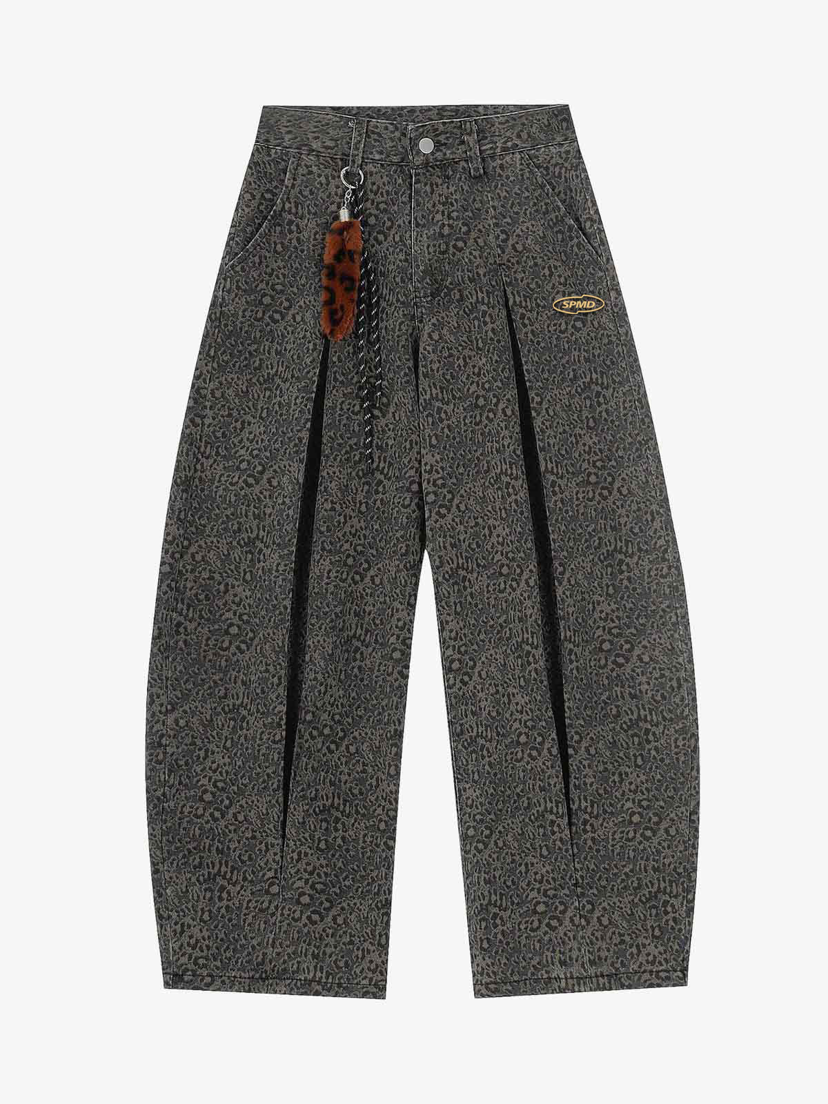 Leopard Pleated Wide Leg Denim Barrel Jeans - Image 2