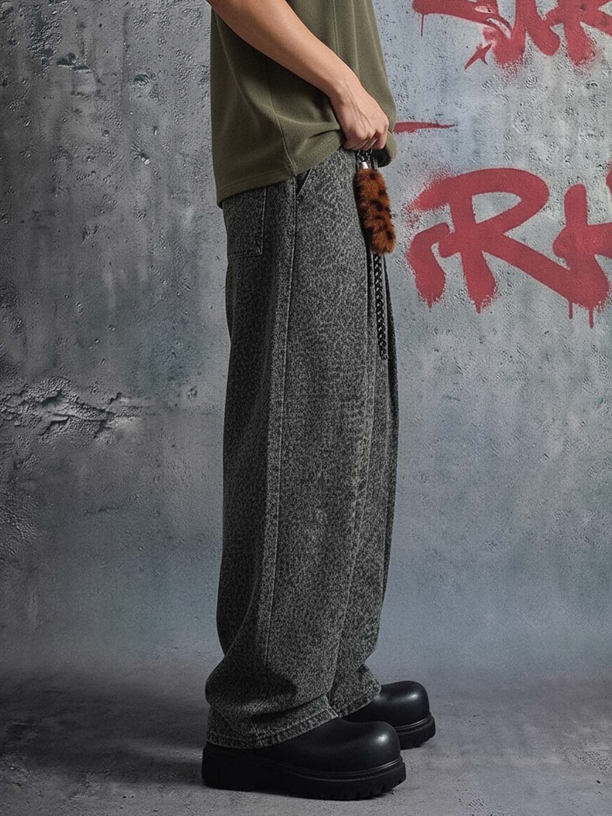 Leopard Pleated Wide Leg Denim Barrel Jeans - Image 3