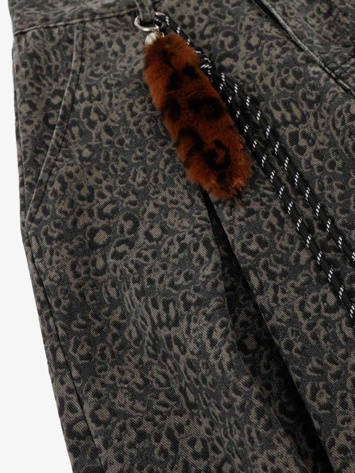 Leopard Pleated Wide Leg Denim Barrel Jeans - Image 6