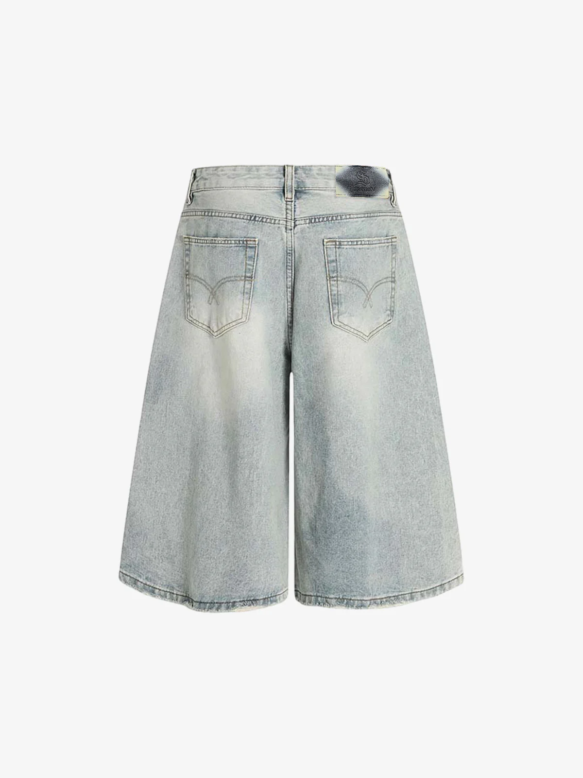 Light Wash Loose Fit Denim Jorts - Image 2