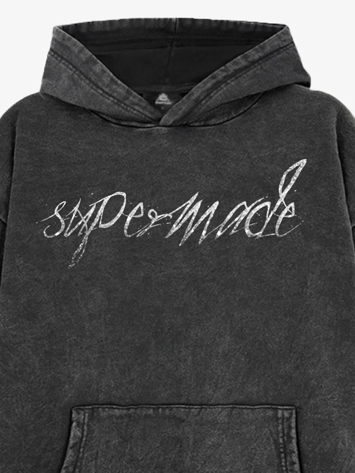 Metallic Script Letter Cross Graphic Hoodie - Image 10