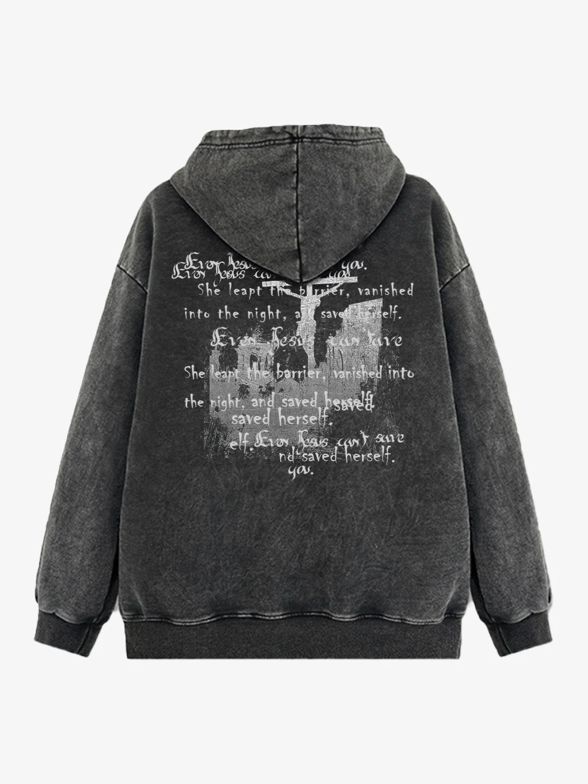 Metallic Script Letter Cross Graphic Hoodie - Image 5