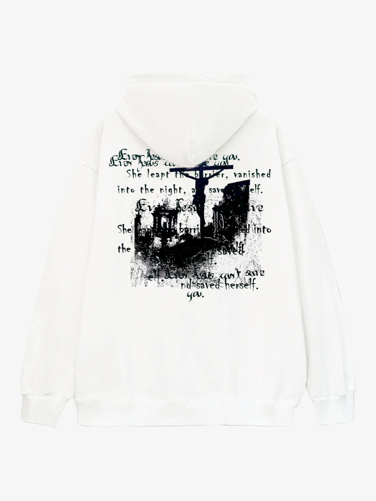 Metallic Script Letter Cross Graphic Hoodie - Image 6