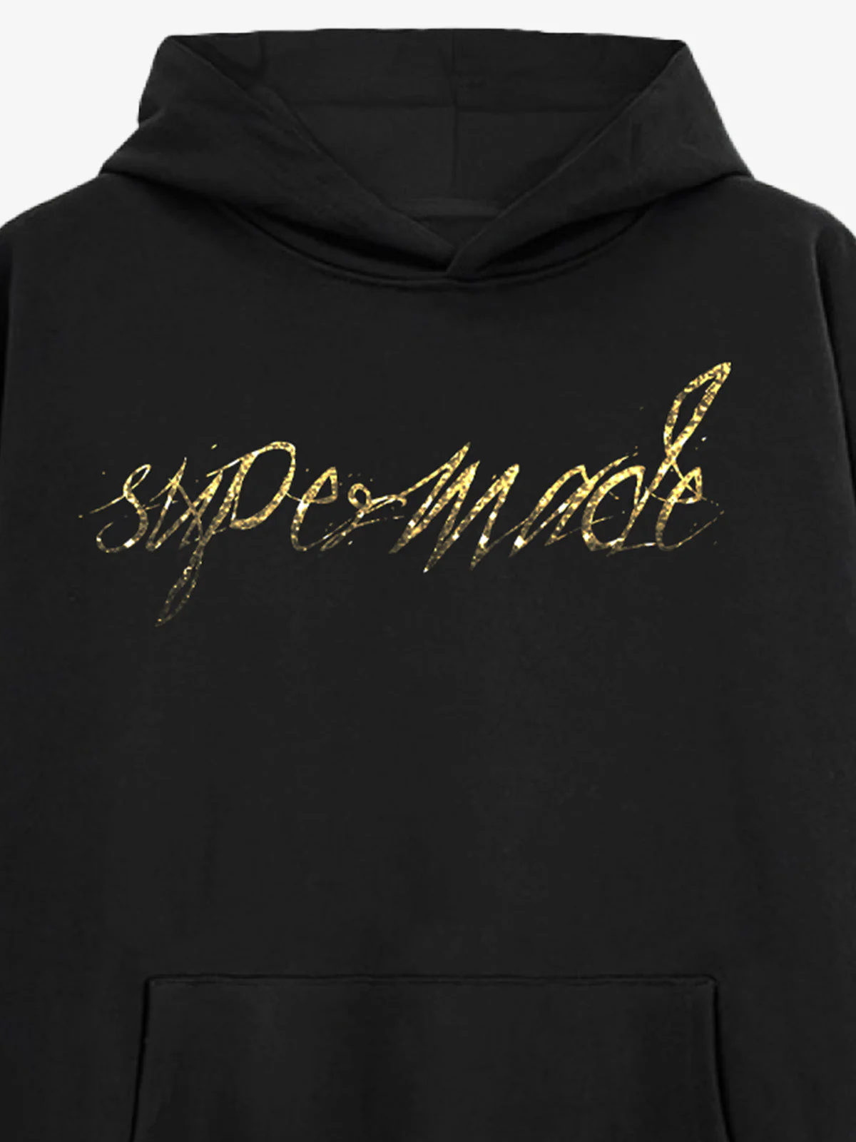Metallic Script Letter Cross Graphic Hoodie - Image 8