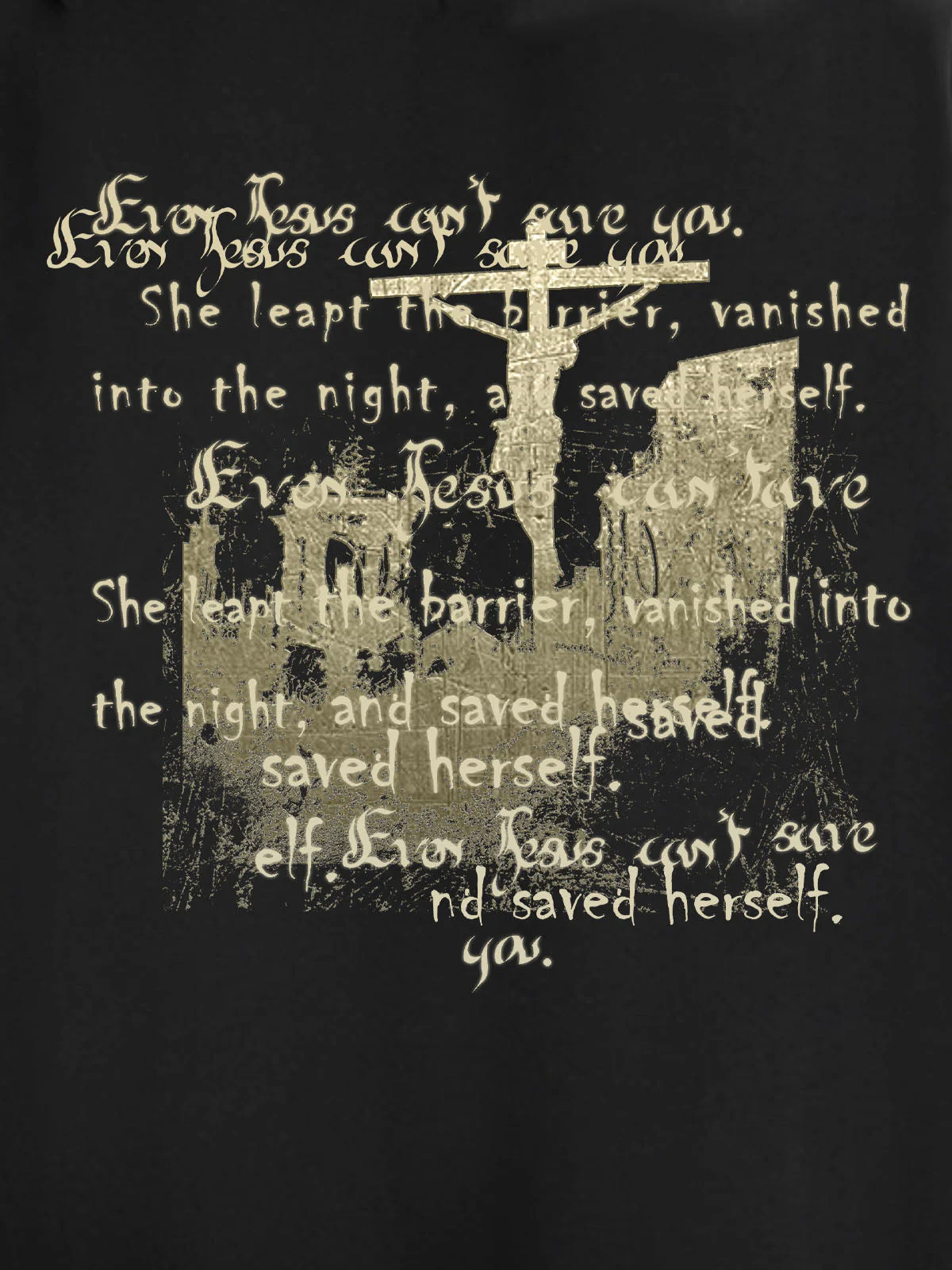 Metallic Script Letter Cross Graphic Hoodie - Image 9